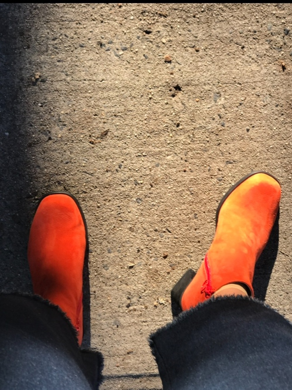 Camper Orange Suede Ankle Boots